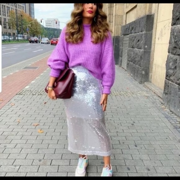 Zara sequin pencil skirt white xsmall bloggers - Picture 5 of 8